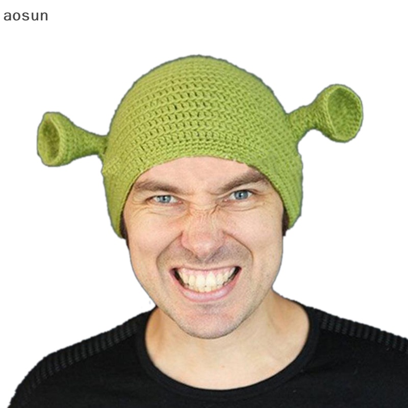 Aosun Mũ Len Dệt Kim unisex Màu Xanh Lá Cây Vui Nhộn Cho Bữa Tiệc balaclava monster shrek