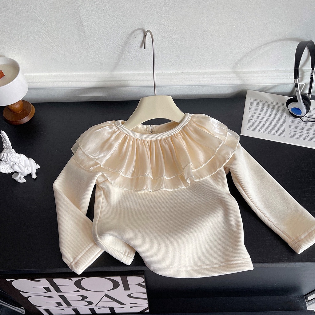 ÁO THUN DÀI TAY CỔ VIỀN BÈO BẮT SÁNG 2 LỚP XINH XẮN CHO BÉ- HÀNG QCCC