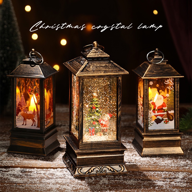 Andianchristmas Đèn Dầu Pha Lê Tuyết Tự Động retro