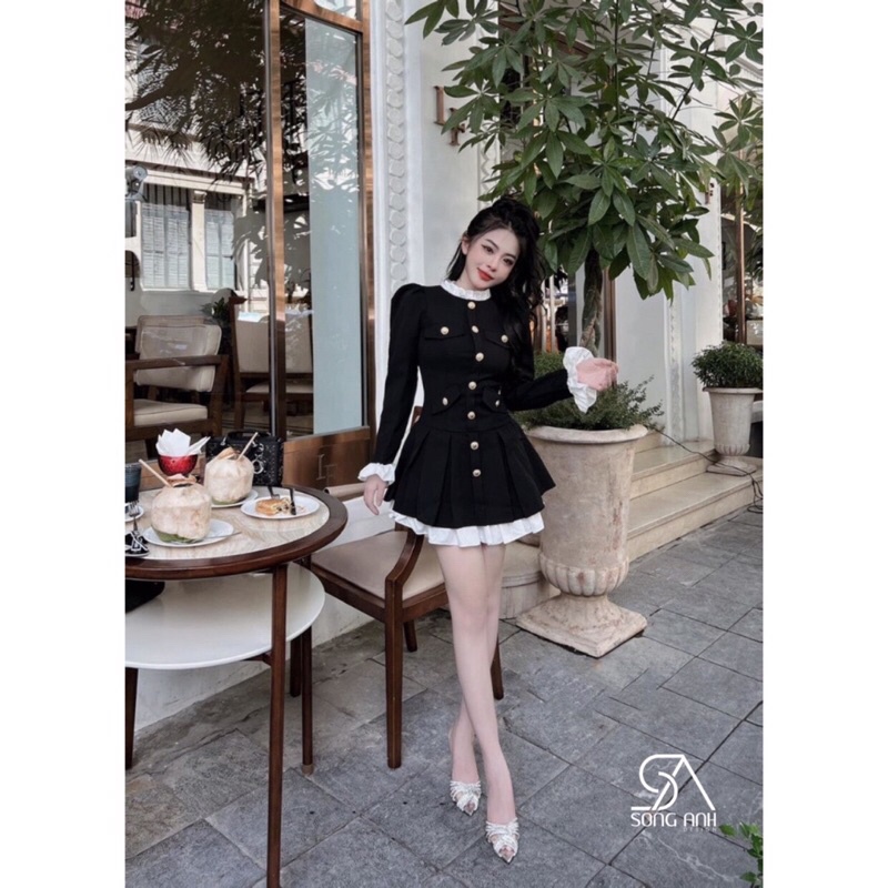 Váy phối bèo xếp ly