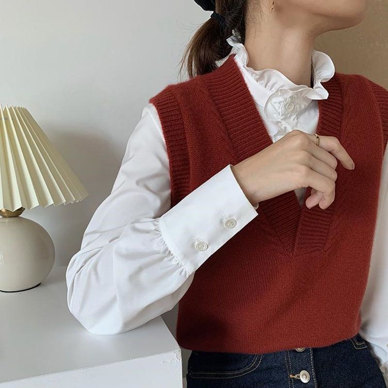 Áo Sơ Mi Trắng Dài Tay Dáng Rộng Phong Cách Phương Tây Thời Trang Thu Đông Cho Nữ