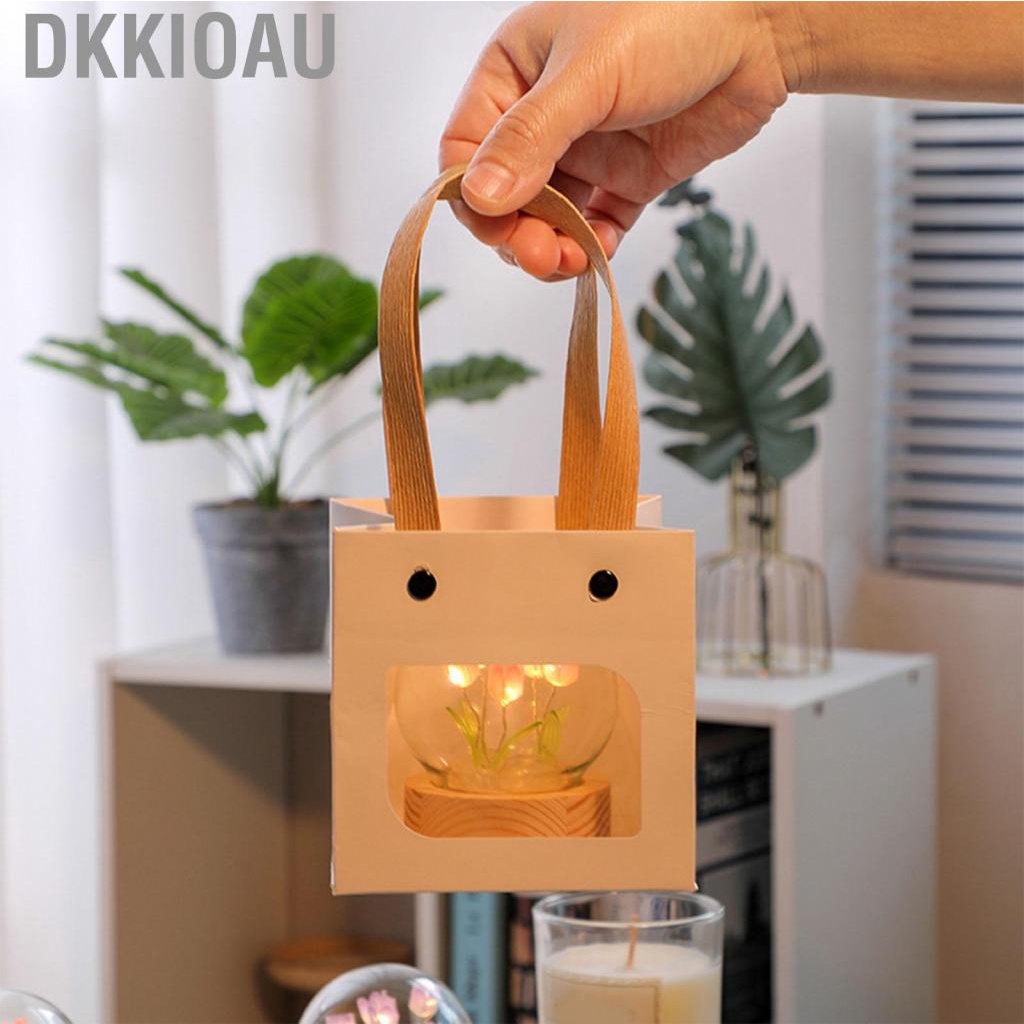 Dkkioau Flower Night Light With Glass Cover Handmade DIY Bedside  Lamp Table Desk Bedroom Decor Mood