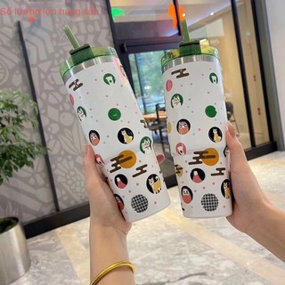 Bình giữ nhiệt inox 304 nắp kín Starbuck 900ml kèm ống hút, bình đựng nước cao cấp fullbox Lebenang