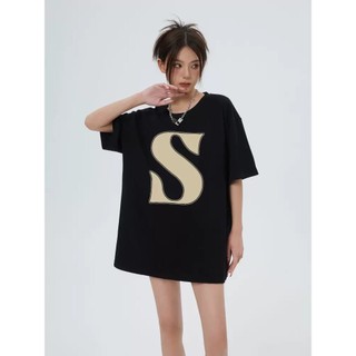 Áo thun nữ form rộng Guguno cotton cổ tròn in basic (A)