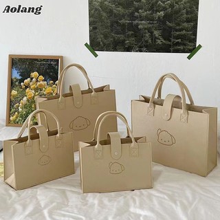 Aolang Túi Xách tote Vải Nỉ Thiết Kế Đơn Giản Tiện Lợi