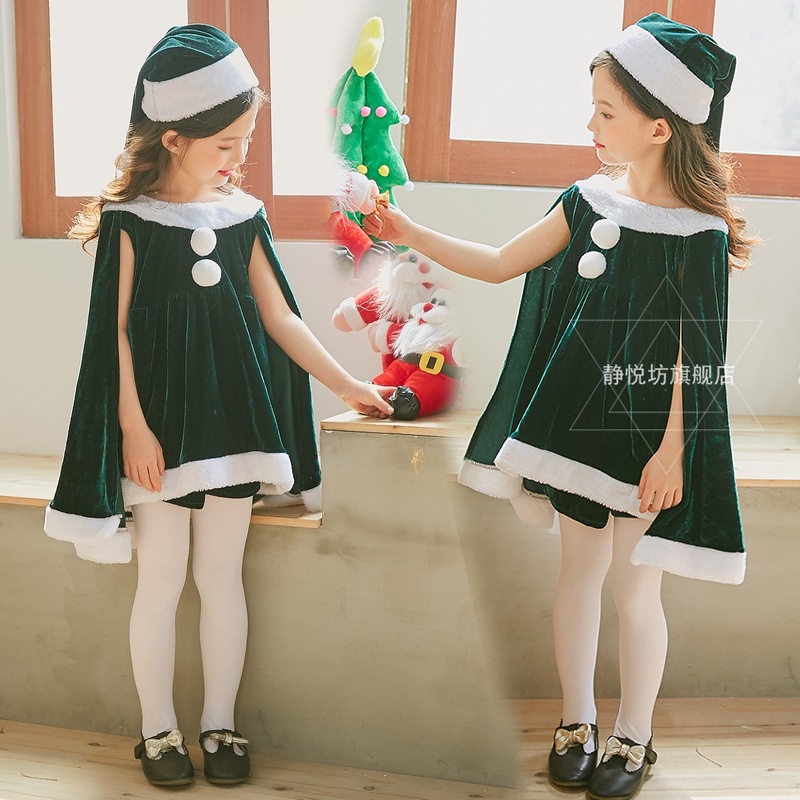 Trang Phục Hóa Trang Ông Già Noel Màu Đỏ / Xanh Lá Kèm Áo Choàng Cho Mẹ Và Bé