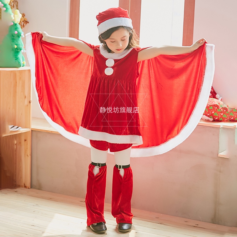 Trang Phục Hóa Trang Ông Già Noel Màu Đỏ / Xanh Lá Kèm Áo Choàng Cho Mẹ Và Bé
