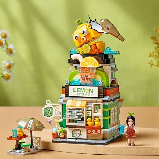 Mô Hình Thành Phố Quán trà chanh 1294 Bộ Đồ Chơi nhà Lắp Ráp -Món quà lý tưởng cho người thân và bạn bè
