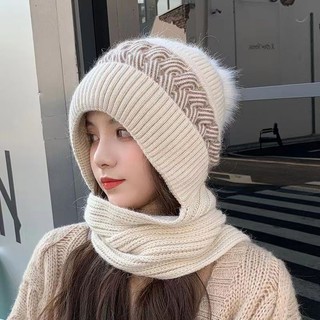 Mũ len nam nữ trùm đầu nón len kèm khăn quàng cổ đẹp ấm áp thời trang mùa đông