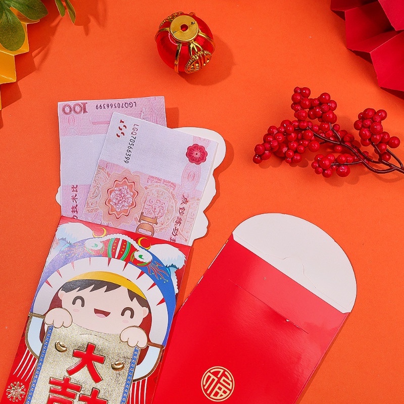 Set 6 Bao Lì Xì Hình Rồng Đỏ Hoạt Hình 3d May Mắn Cho Năm Mới