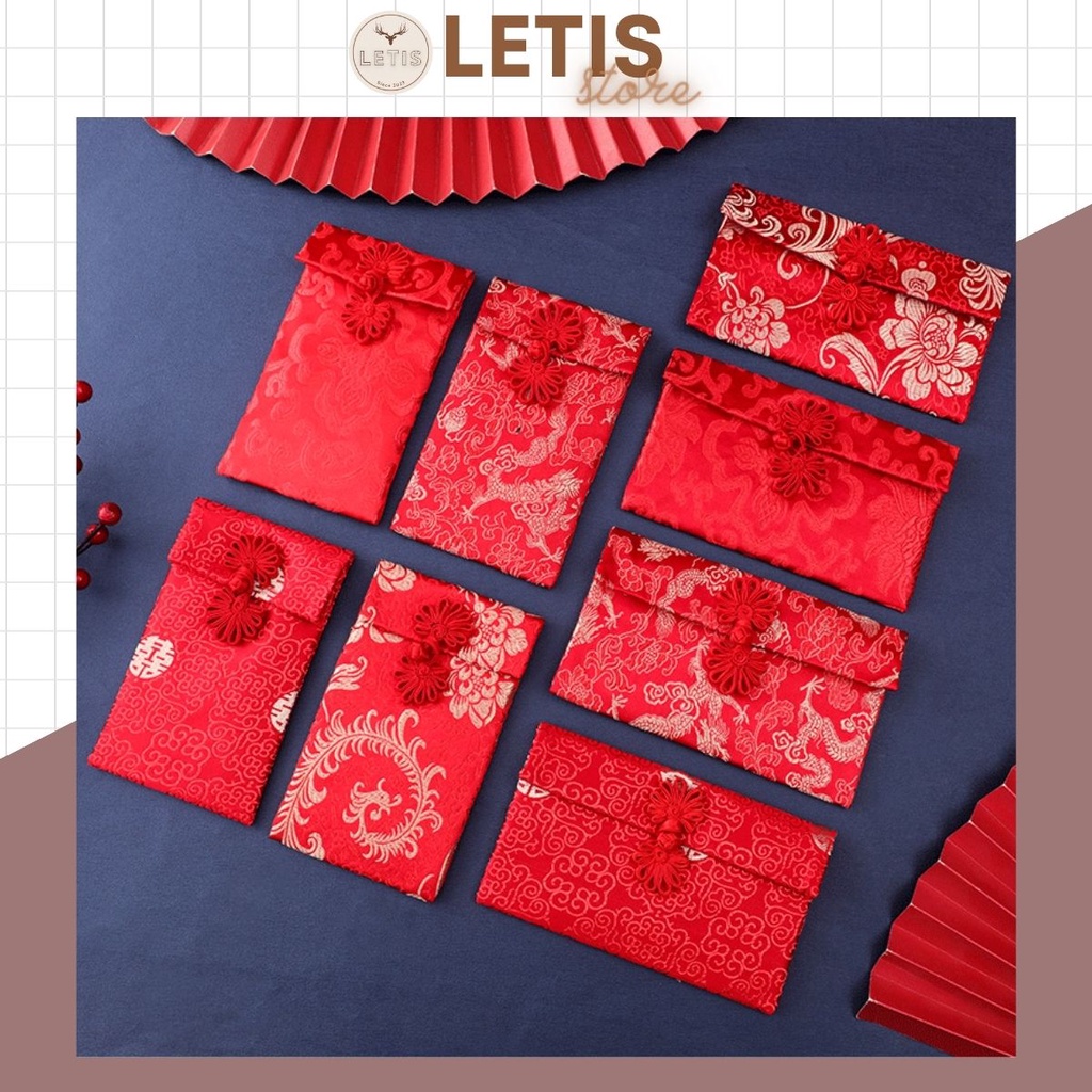 Bao lì xì vải gấm cao cấp cho ngày tết, chúc mừng đám cưới nạp tài lộc may mắn nhiều mẫu lựa chọn