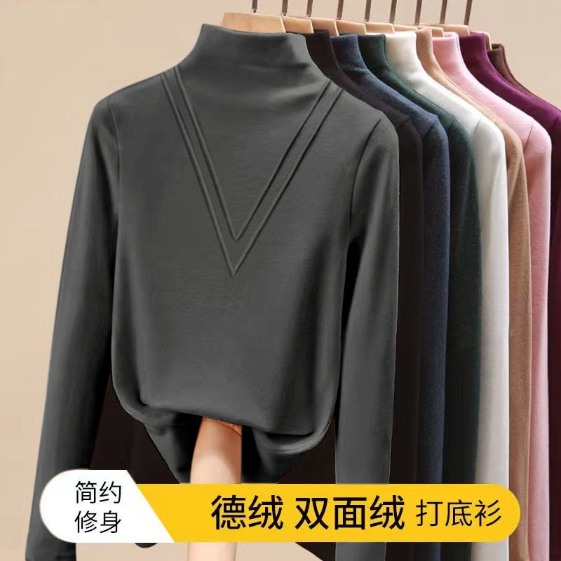 Áo Thun Nữ Tay Dài Cổ Cao Ôm Dáng Phong Cách Thời Trang Phương Tây