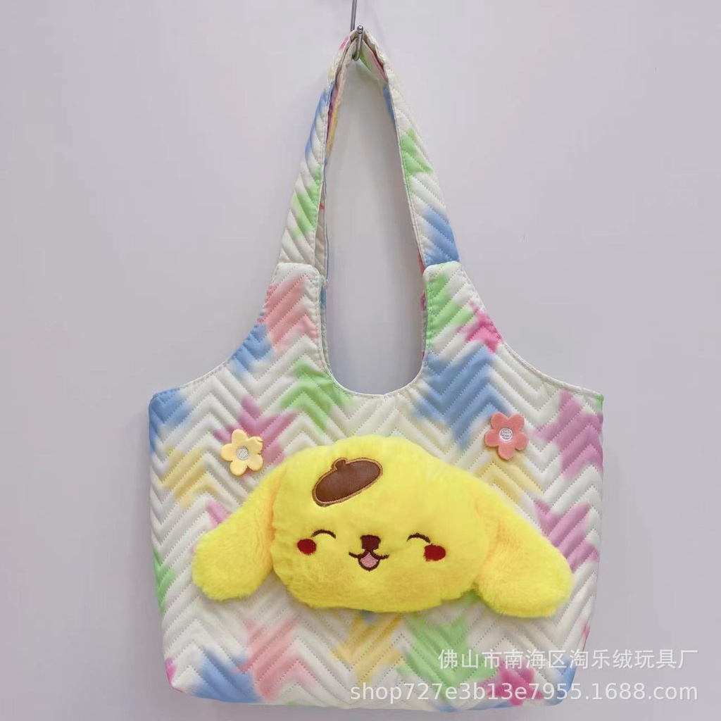 Sanrio kuromi mymelody Túi Xách Đeo Vai Phủ Lông Họa Tiết Hoạt Hình Dễ Thương Cỡ Lớn Thời Trang Cho Nữ