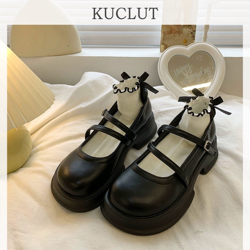 KUCLUT giày búp bê đế cao lolita giày Mary Jane Đế da mềm đế thời trang Độ bền cao Tiện dụng Phù hợp Đa dạng FLF23B0YQ6 48Z231130