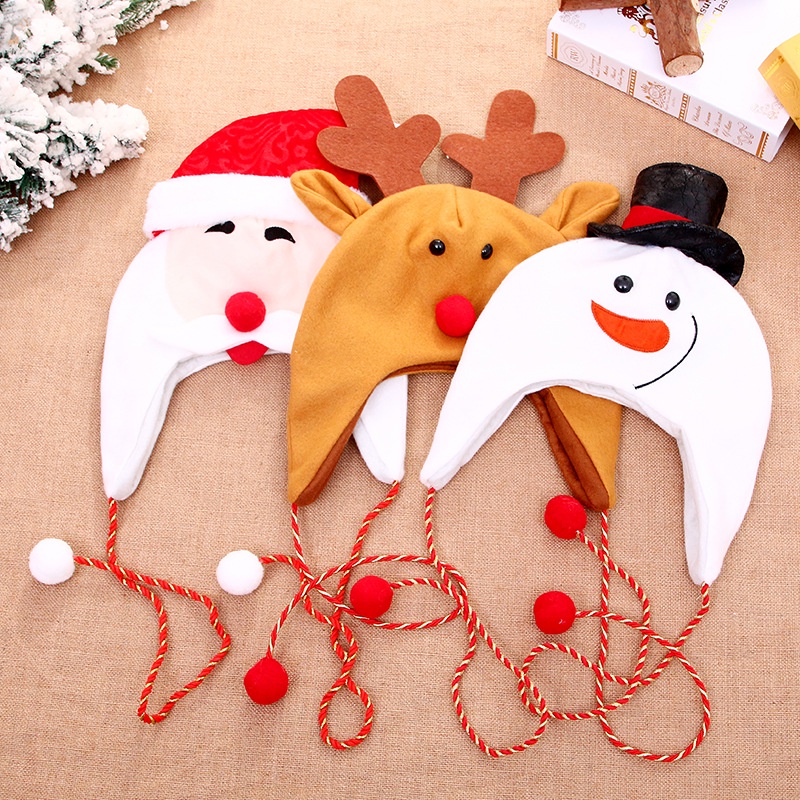 Nón Lưỡi Trai Giáng Sinh Cây Giáng Sinh Nón Trang Trí Người Lớn Trẻ Em Mũ Trẻ Em Chải Vải Dây Dài Hoạt Hình Người Tuyết Nai Sừng Tấm Nón cyn