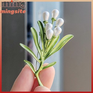 Thời trang Trâm Cài Áo Hình Cây Hoa Lá Đính Ngọc Trai Màu Xanh Lá vintage Mới