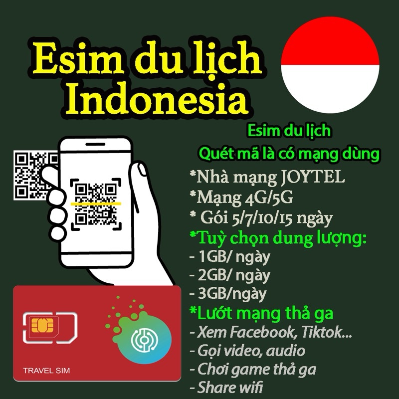 -𝐌𝐨𝐨𝐌𝐨𝐨- Sim du lịch Indonesia. Chỉ bán esim du lịch Indonesia. Đa dạng gói cước