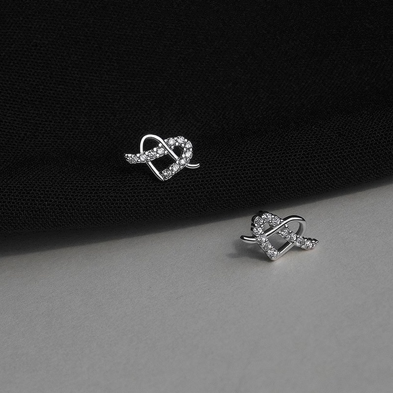 Khuyên Tai Bạc Đính Đá zircon Trái Tim Lấp Lánh Thời Trang Hàn Quốc Cho Nữ