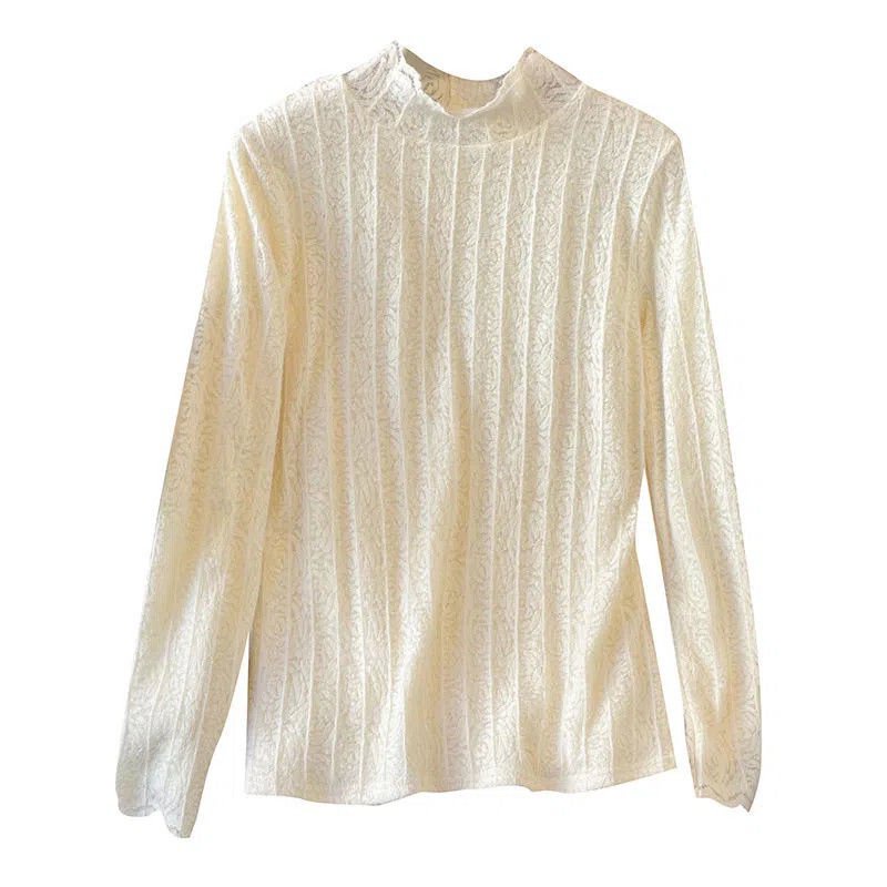 Áo Ren Tay Dài Cổ Cao Dày Dặn Thời Trang Thu Đông 2023 Dành Cho Nữ