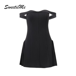 Váy nữ SweeticMe Thời trang mới Gợi cảm lệch vai Slim Fit Đầm dự tiệc