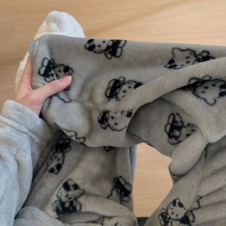 Fds Quần Ngủ Chất Nỉ Dáng Rộng Họa Tiết hello kitty Dễ Thương Thời Trang Thu Đông Cho Nữ