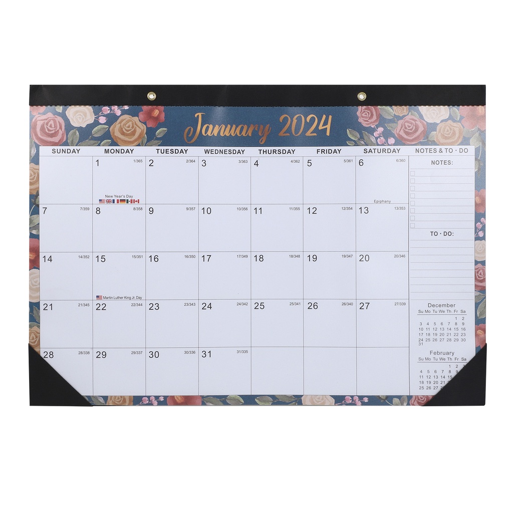 Lịch Để Bàn jan 2024 - dec 2024, 12 Tháng Để Bàn Kích Thước 17 "x 12"