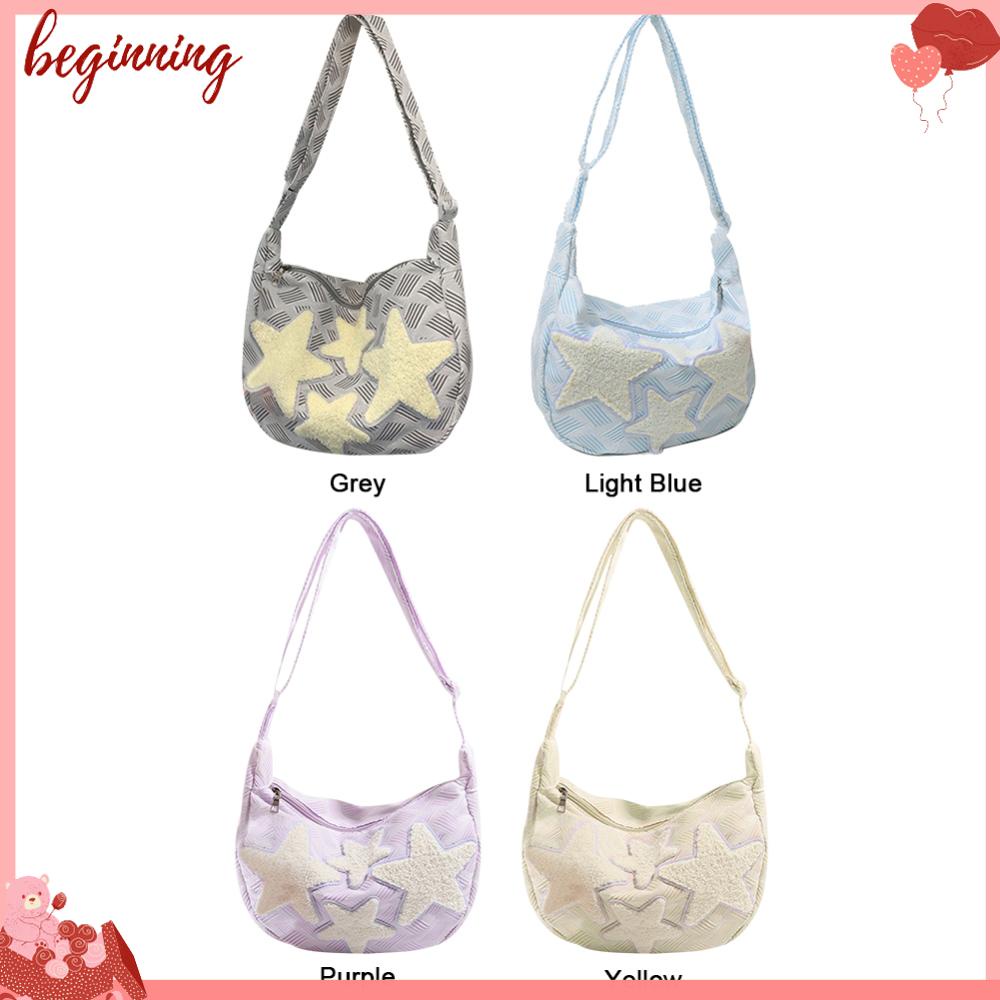 ✿ Miếng Dán Trang Trí Khởi Động Xe Hơi ✿ Túi Đeo Chéo canvas Sức Chứa Lớn Thêu Họa Tiết Trăng Sao Dễ Thương Phong Cách Đường Phố