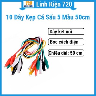Combo bó 10 dây kẹp cá sấu 5 màu 50cm
