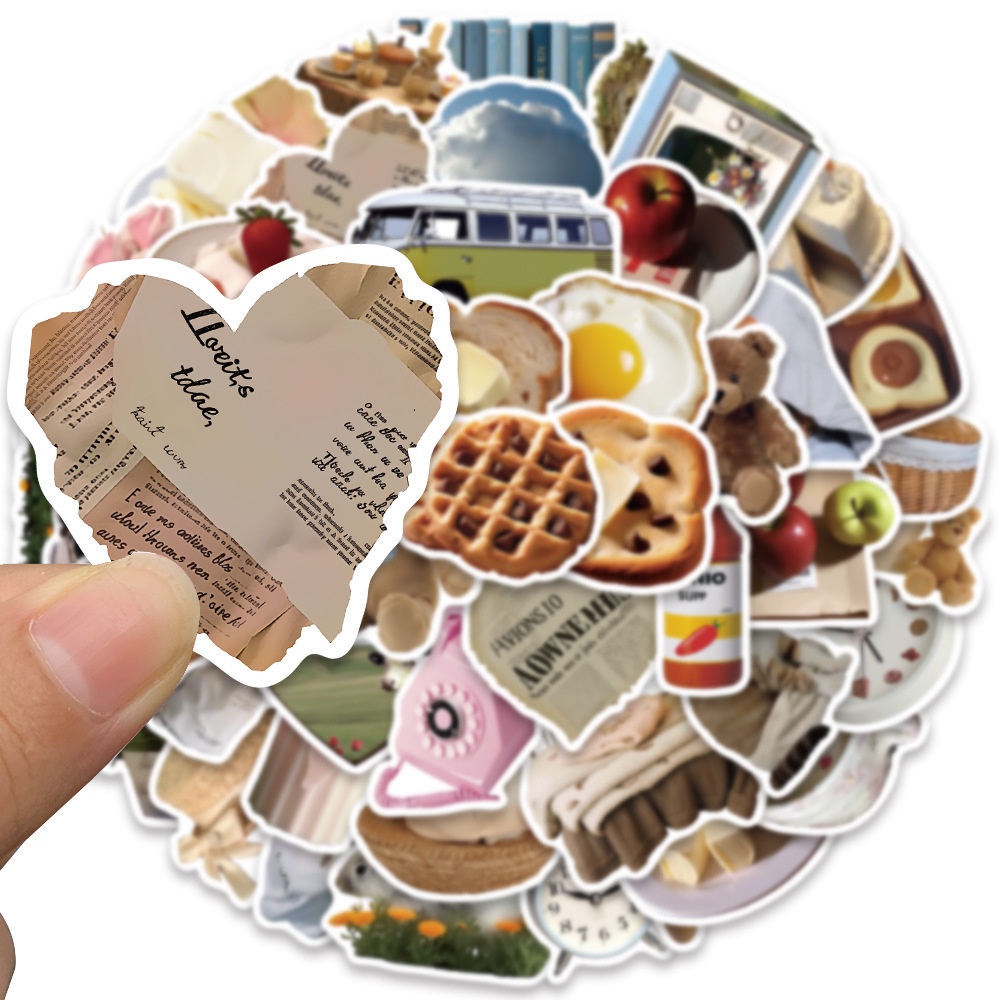 50 Miếng Dán Hoạt Hình Trang Trí Mũ Bảo Hiểm / Bút Chì Phong Cách Hàn Quốc