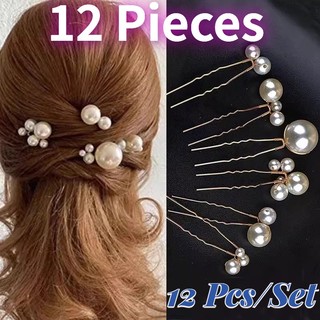 Set 12 trâm cài tóc cô dâu đính ngọc trai sang trọng
