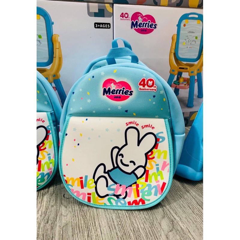 Balo màu xanh dễ thương cho bé (quà tặng bỉm Merries)