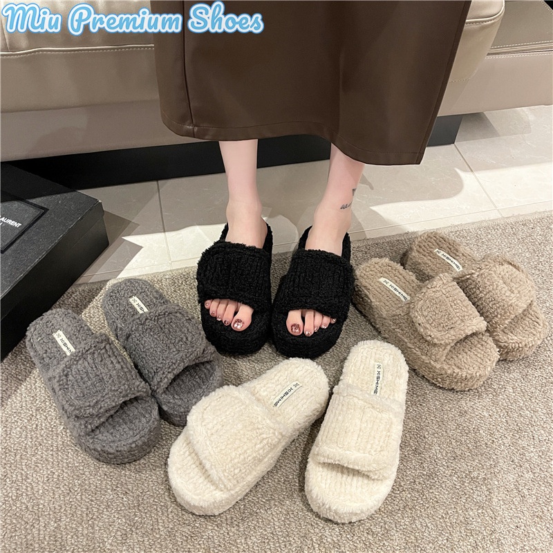 One Dép Bông Đi Trong Nhà Quai Dán Dày Dặn Giữ Ấm Cho Nữ
