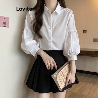 Áo kiểu Lovito cơ bản màu trơn thanh lịch cho nữ LNE21150