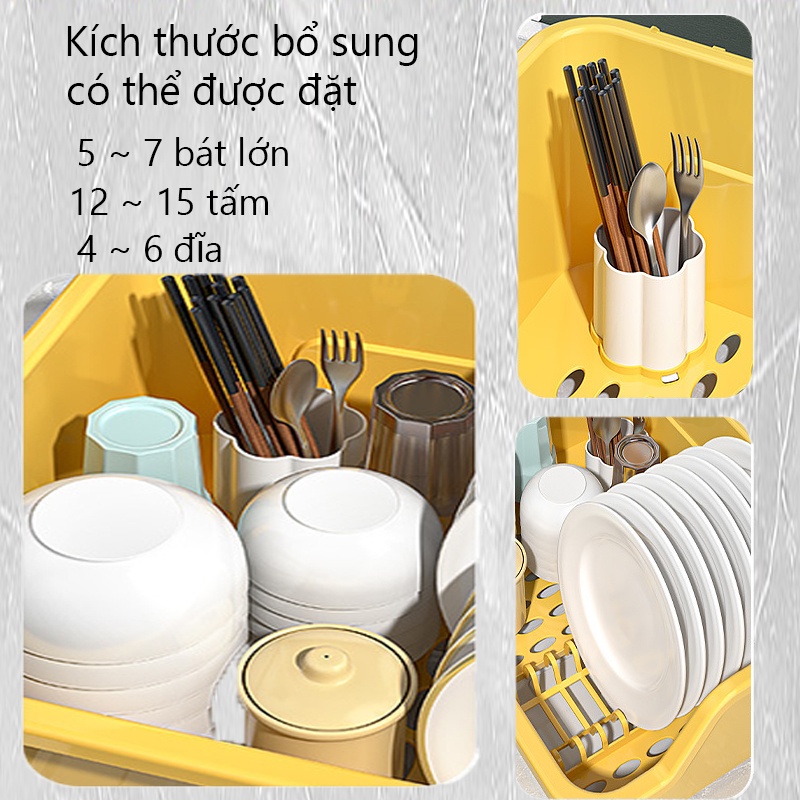 Giá Úp Chén / Tô / Đũa / Đồ Dùng Nhà Bếp Cỡ Lớn Chống Bụi Có Nắp Đậy Tiện Dụng