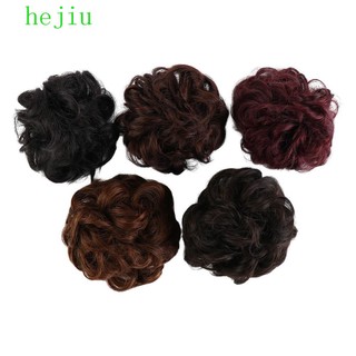 Búi Tóc Giả Cao Su Xoăn Lọn To Màu Nâu HEJIU Dành Cho Nữ
