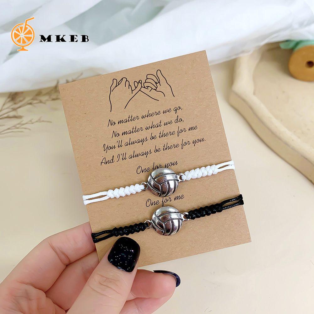 MKEB Vòng Tay Dây Thừng Mặt Bóng Chuyền Thủ Công Có Thể Điều Chỉnh Độc Đáo Phong Cách Hàn Quốc Cho Cặp Đôi