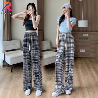 Quần ống rộng Dáng Suông Kẻ Sọc Caro Trẻ Trung Hợp Thời Trang Cho Nữ