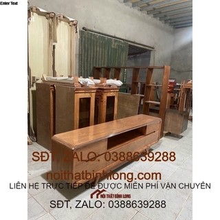 kệ ti vi chân cao hiện đại gỗ sồi nga sơn màu hương vàng