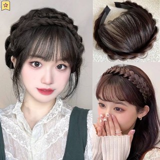 Băng đô tóc giả kiểu tóc tết bím liền mạch có mái cho nữ jp3