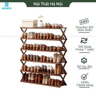 Kệ giày đa năng, thông minh có thể gấp gọn FOLDEN, giá giày bằng tre nhiều tầng tiết kiệm không gian