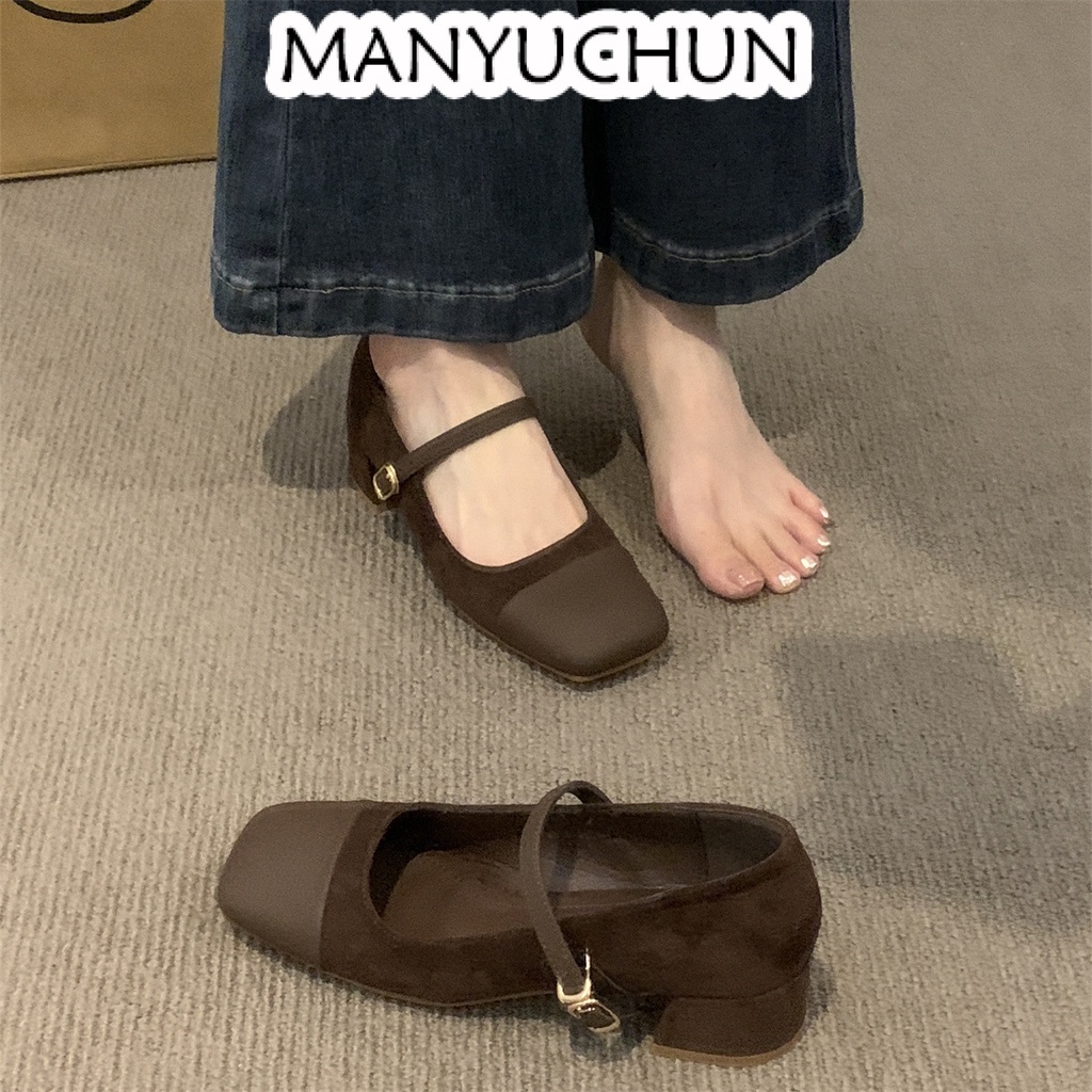 MANYUCHUN Giày Búp Bê Da Cao Cấp Phong Cách Pháp Thanh Lịch Dành Cho Nữ da mềm Sal thời trang công sở đẹp cao cấp Dễ dàng phối đồ Đàn hồi Thấm hút mồ hôi Thoáng khí FBL2410HY6 3Z240118