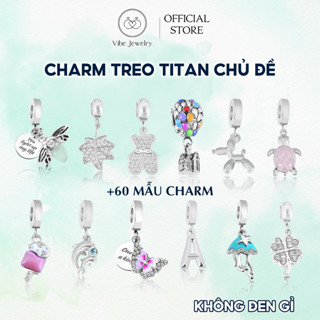 Charm vòng tay không gỉ, hạt Pan titan treo/xỏ vòng charm nữ hình thú cưng, đại dương đa dạng chủ đề