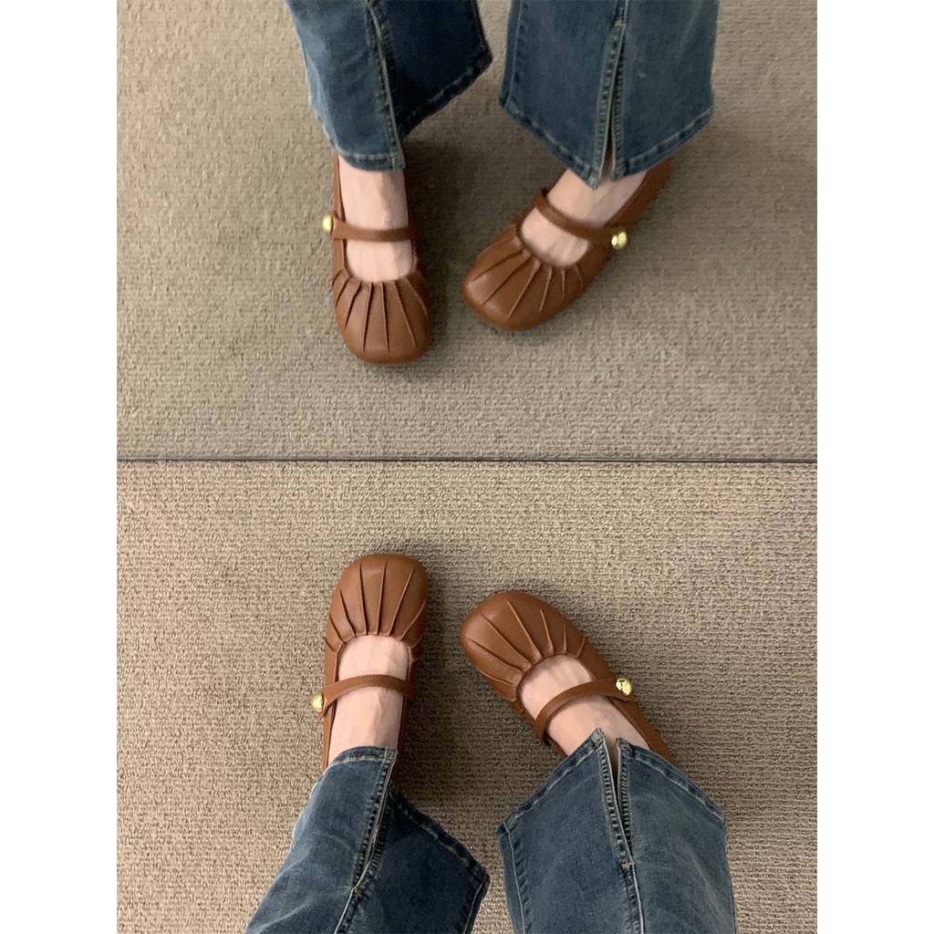 Mary jane Giày Búp Bê Da Đế Mềm Êm Chân Hợp Thời Trang