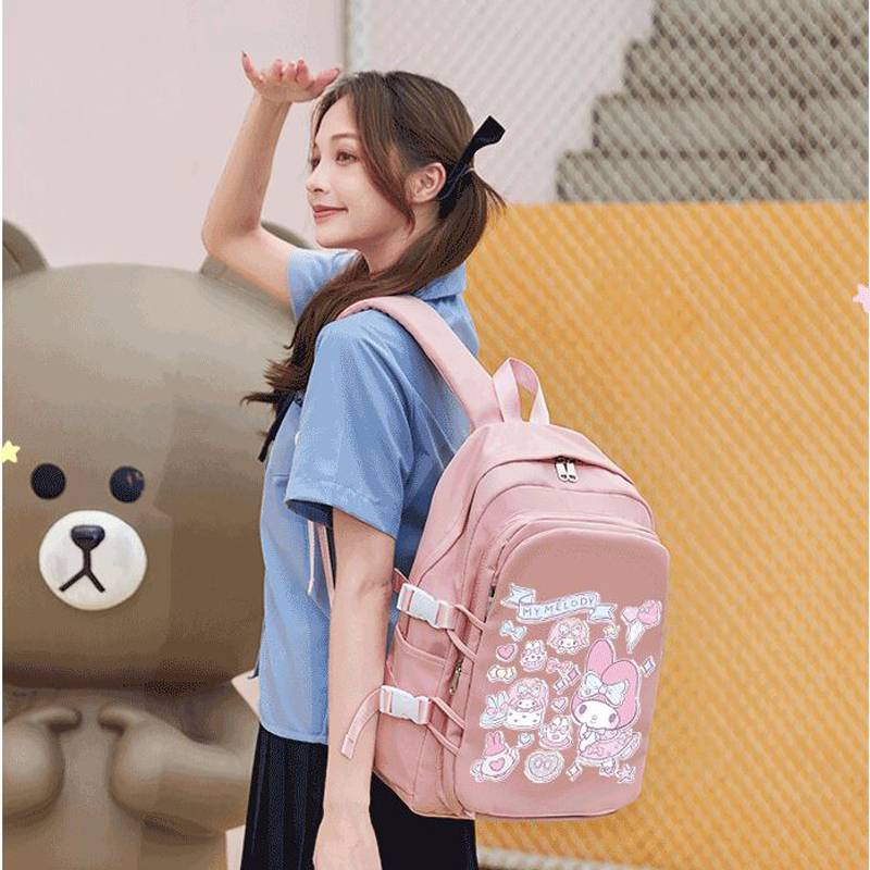 Sanrio Ba Lô Học Sinh Kích Thước Lớn Đa Chức Năng In Hình kuromi Cinnamoroll pochacco 1