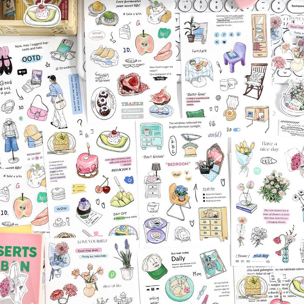 Set 2 Sticker Dán Trang Trí Sổ Lưu Niệm diy Hình Cô Gái Du Lịch