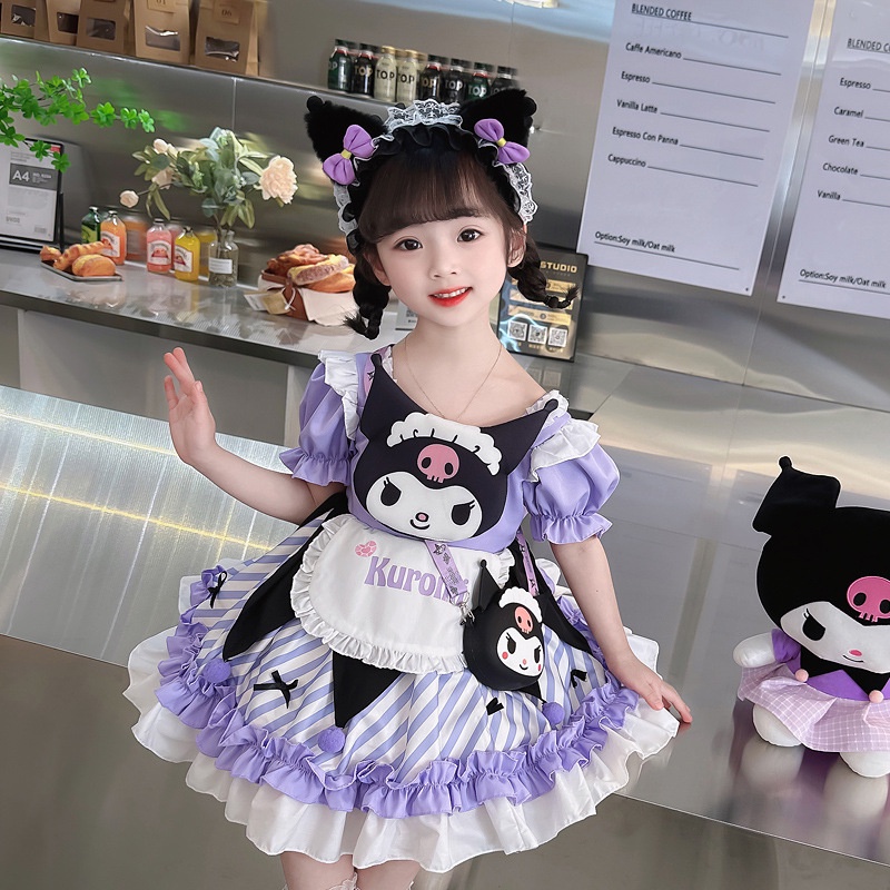 Đầm Công Chúa Hai Dây Mùa Hè Phong Cách kuromi lolita Mới Cho Bé Gái