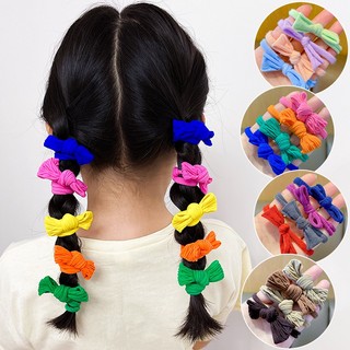 Bộ 10 dây cột tóc nơ màu trơn dễ thương cho bé gái