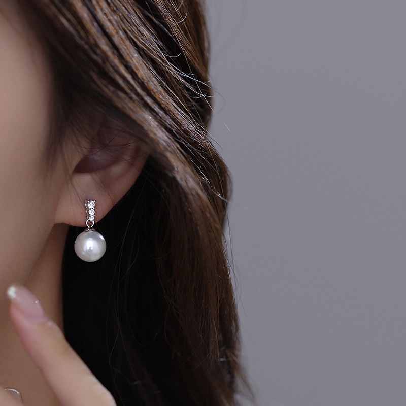 Bông Tai Một Bên Đính Đá Ngọc Trai Thanh Lịch Thời Trang Nhật Hàn