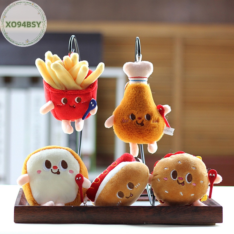 Xo94bsy Hamburger hot dog Móc Khóa Hoạt Hình Nhồi Bông Sáng Tạo Trang Trí Túi Xách / Xe Hơi vn