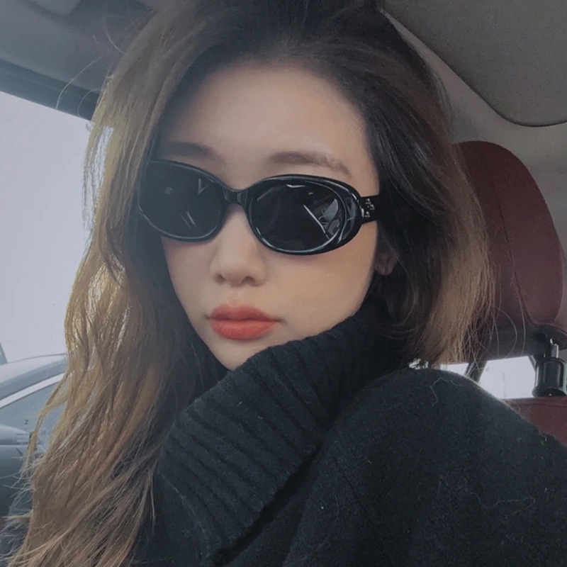 Kính Mát Gọng oval Phong Cách vintage Sang Trọng Cho Nữ